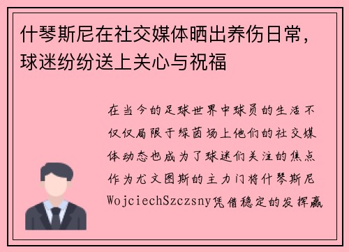 什琴斯尼在社交媒体晒出养伤日常，球迷纷纷送上关心与祝福